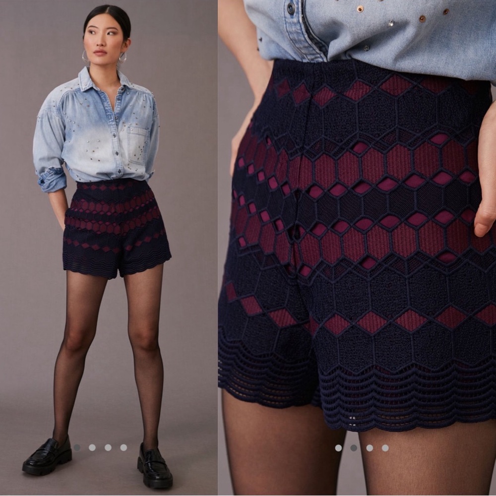 NWT Anthropologie Maeve Lace Shorts • Navy